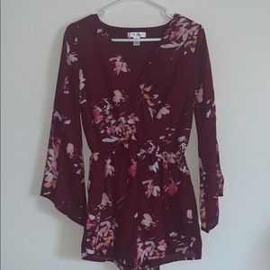 Floral Burgundy Romper